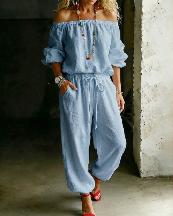 Hoppdräkt Off-Shoulder Knyt Midja Snörd Midja