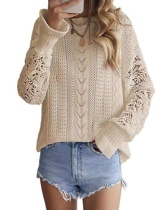Pullover Enfärgad Rund Hals