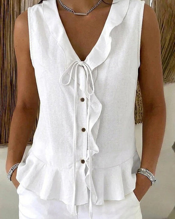 Tank Top Ruffle Slips Ärmlös