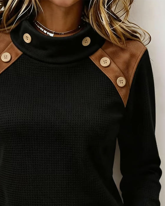 Sweatshirt Axalknapp Skarvad Mockhals