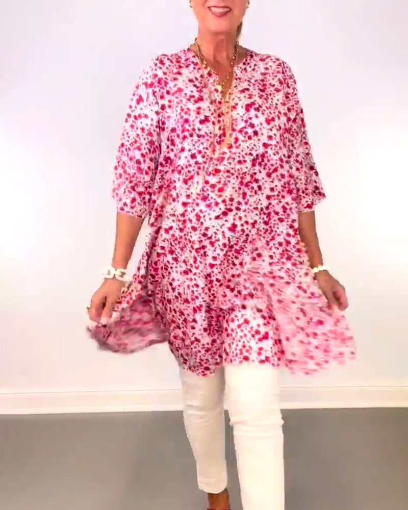 klänning med lös stil och blommor