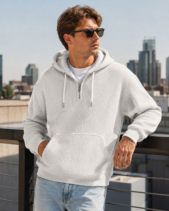 Hoodie Herr Solid Dragkedja Pullover