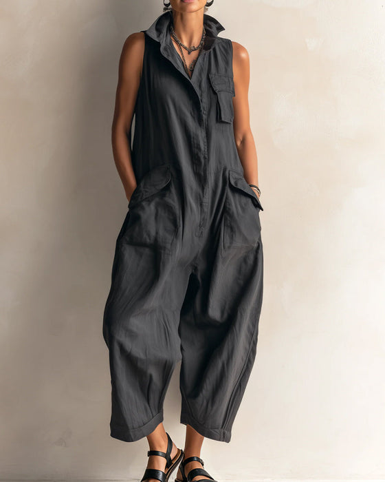 Jumpsuit Slag Ärmlös Ficka Cargo