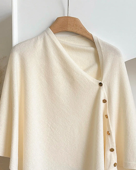 Kappa Mångsidig Asymmetrisk Knapp Cape Mantel