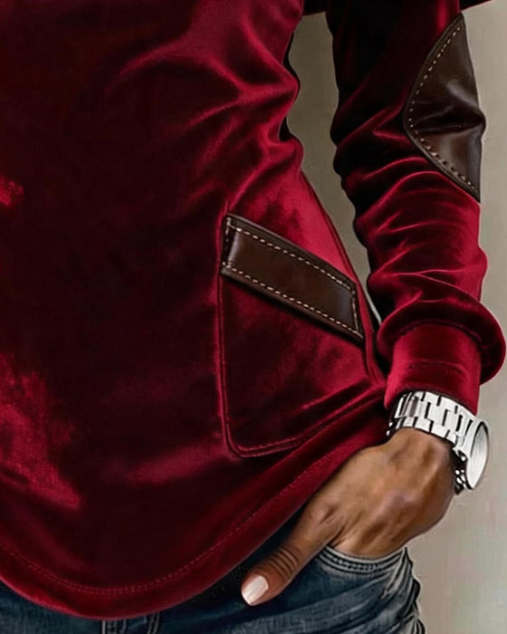 Blus Slag Kappa Stil Slim Fit Lång Ärm