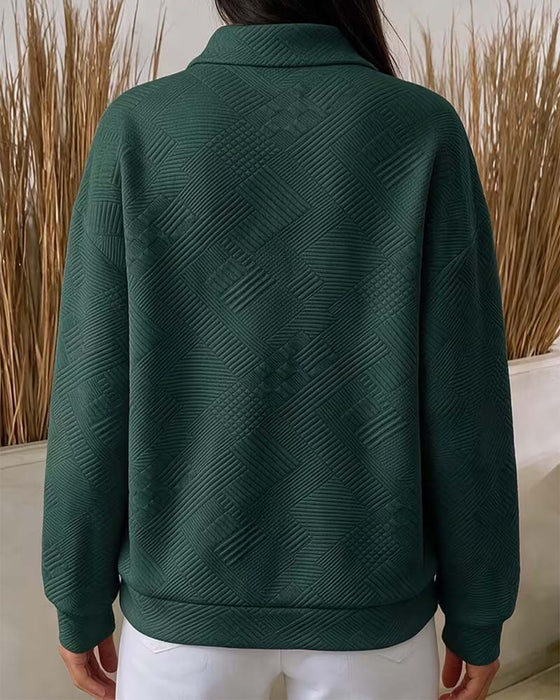Sweatshirt Enfärgad Halv Dragkedja Kavajkrage