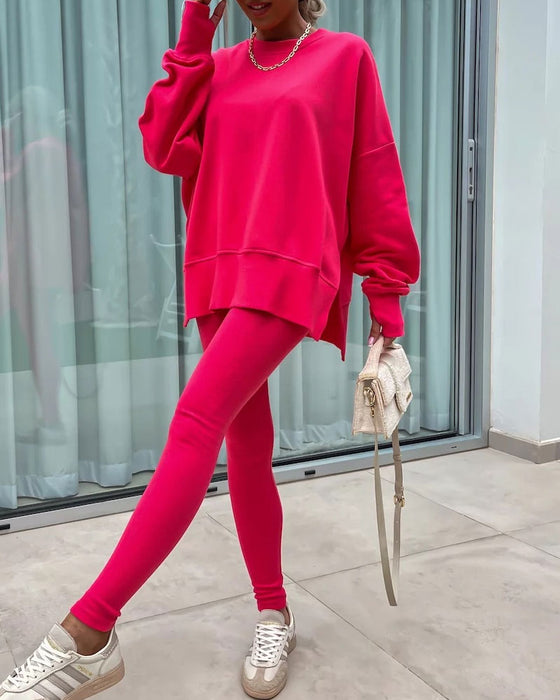 Set Slim Byxor Löst Sweatshirt