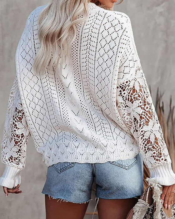Pullover Enfärgad Rund Hals