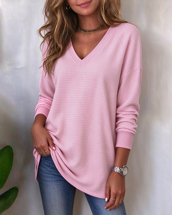 Topp V-Hals Solid Slits