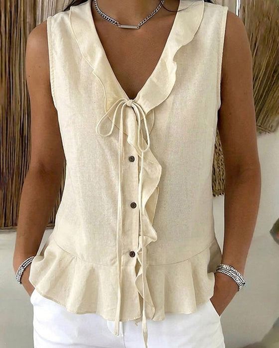 Tank Top Ruffle Slips Ärmlös