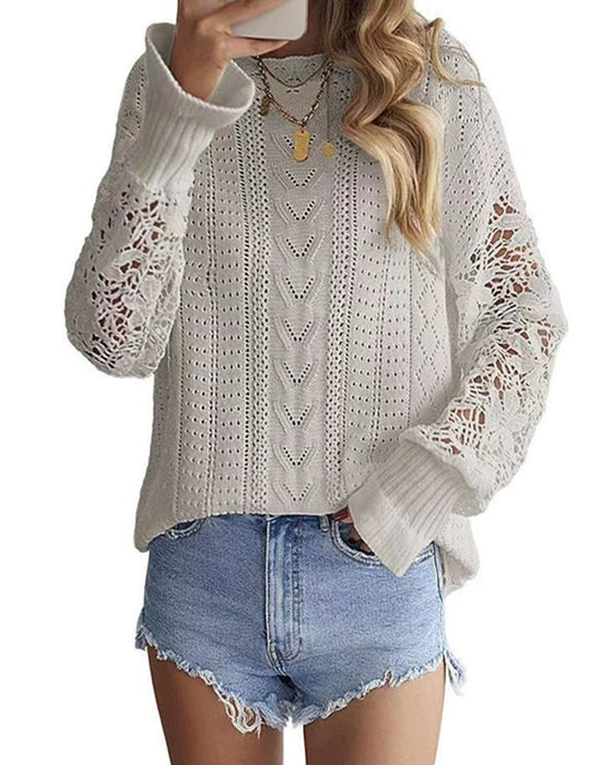 Pullover Enfärgad Rund Hals