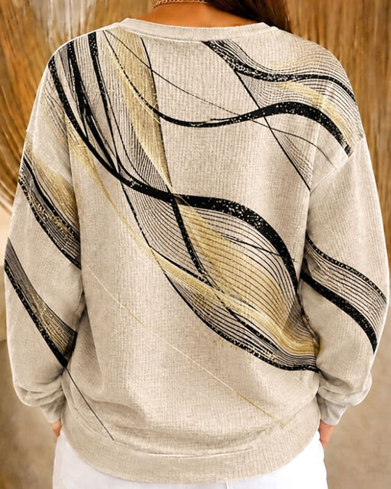 Sweatshirt Våg Linje Tryck