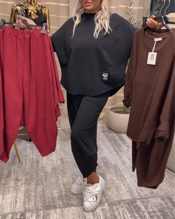 Casual broderad sweatshirt i två delar