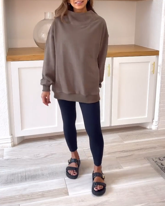 Retro enfärgad sweatshirt med delad krage