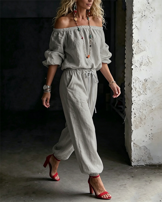 Hoppdräkt Off-Shoulder Knyt Midja Snörd Midja