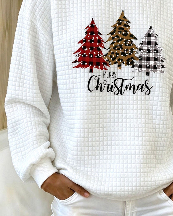 Sweatshirt Rundhals Rutig Pullover Julträd