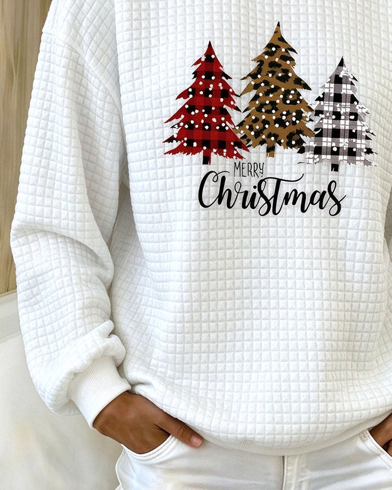 Sweatshirt Rundhals Rutig Pullover Julträd