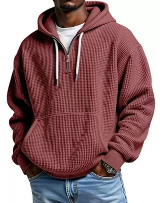 Hoodie Herr Solid Dragkedja Pullover