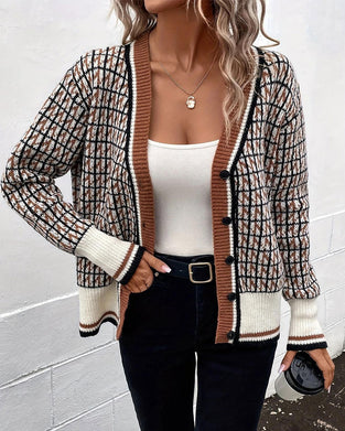 Cardigan Vintage Rutig Knapprad