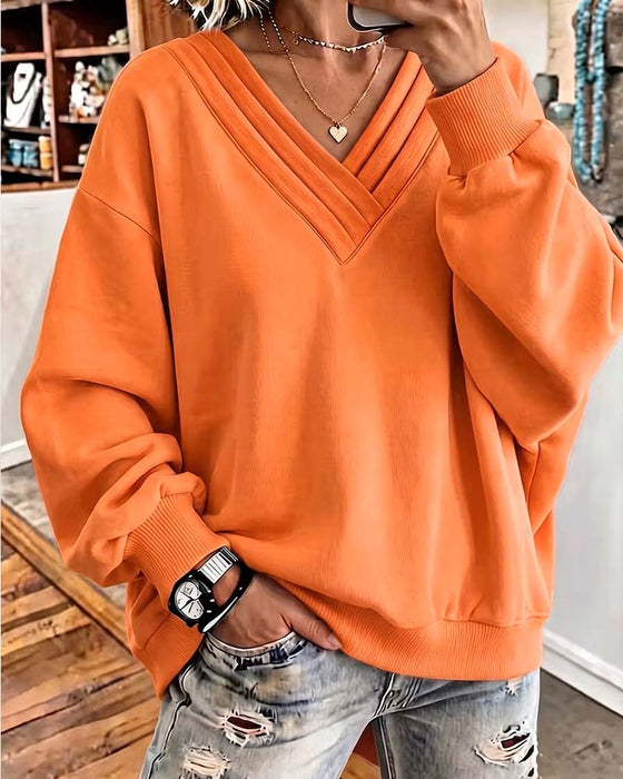 Sweatshirt Dubbel Lager V-Hals Drop Axel Lös