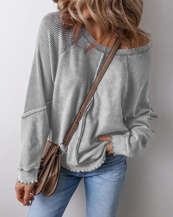 Sweatshirts Omvänd Söm Patchwork Casual