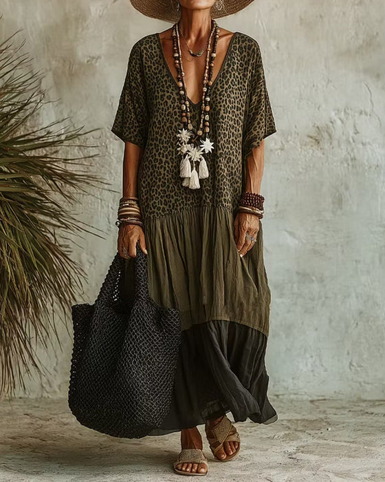 Klädning Avslappnad Leopard Maxi