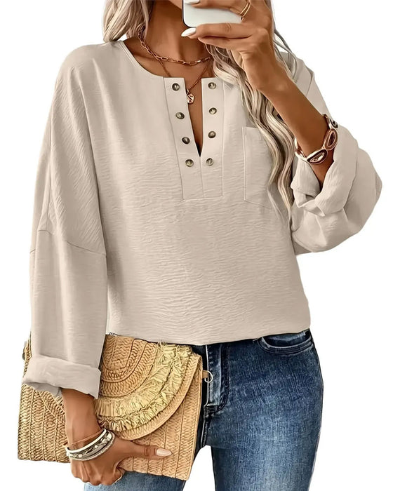 Blus Solid Casual Lång Ärm