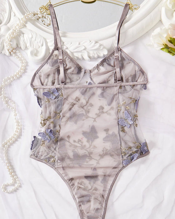 Ett-Delad Lingerie Spets Tryckta Spagettiband