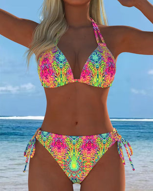 Bikini Färgad Halter Tryck