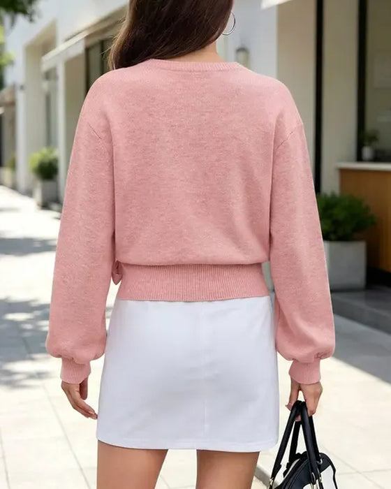 Pullover V-Hals Kors Knyt Kort