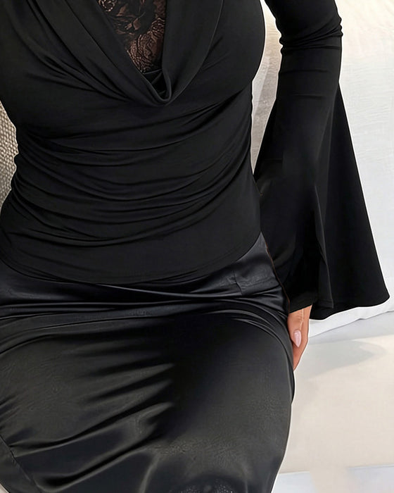 Topp Mockneck Spetspanel Utsvängd Ärm