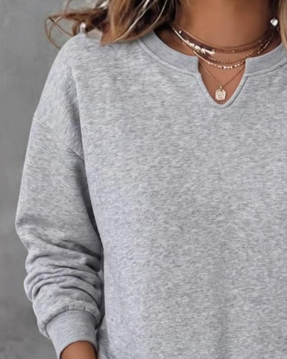 Tröja Liten V-Hals Casual Lång Ärm