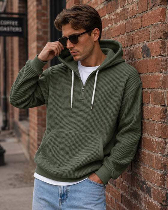 Hoodie Herr Solid Dragkedja Pullover