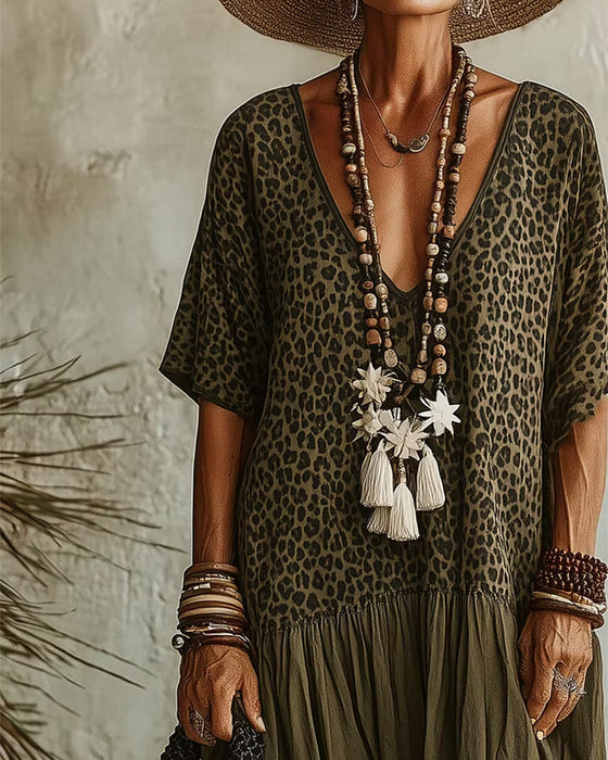 Klädning Avslappnad Leopard Maxi