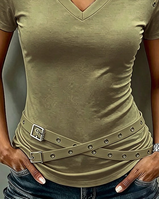 T-Shirt Kors Rem Hål Ut Slim Passform