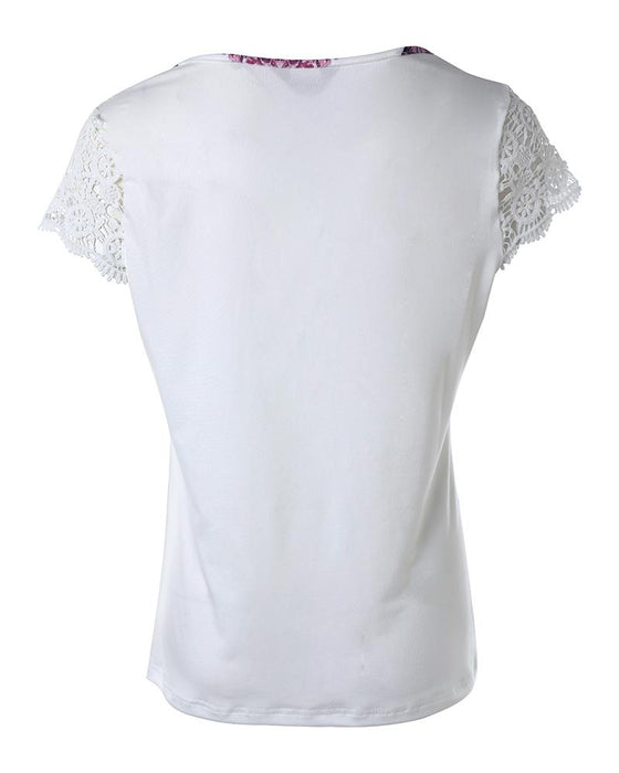 Topp Med Floral Butterfly Print Lace Patch Stil