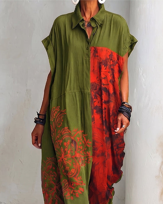 Klänning Slag Tryck Lös Skjorta