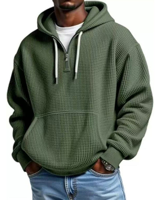 Hoodie Herr Solid Dragkedja Pullover