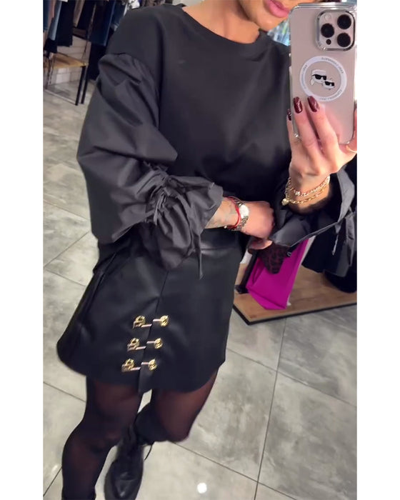 Enfärgad elegant pullover sweatshirt