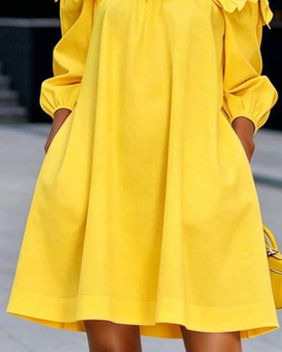 Klänning Off-Shoulder Blommig Accent