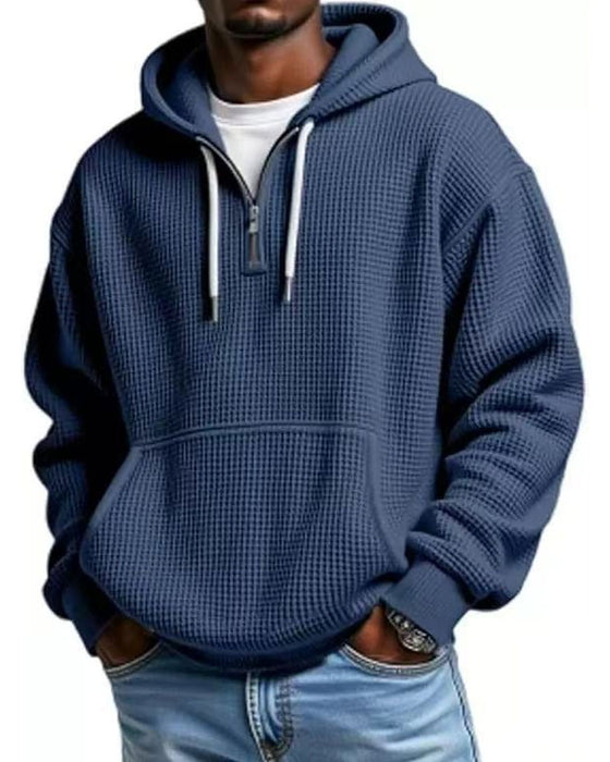 Hoodie Herr Solid Dragkedja Pullover