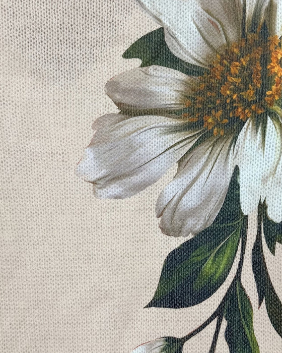 Pullover V-Ringning Stickad Blommig
