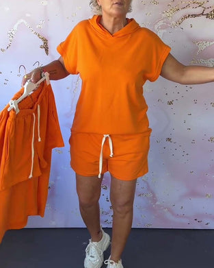 Lös huva set med enfärgad och kortärmad