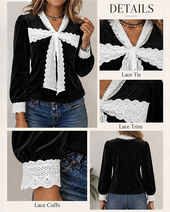 Topp V-Hals Rosett Patchwork