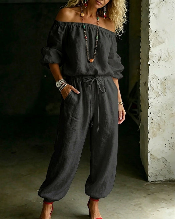 Hoppdräkt Off-Shoulder Knyt Midja Snörd Midja
