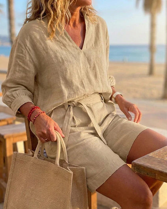 Set Solid Casual Shorts