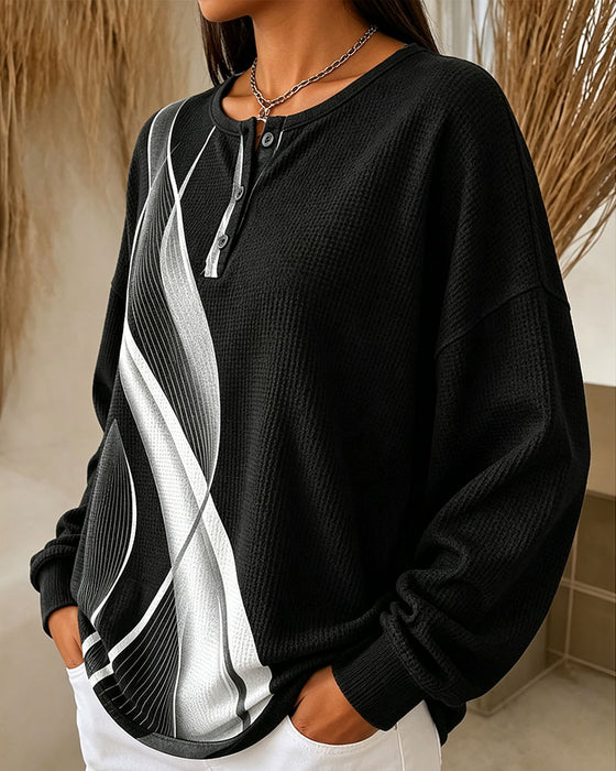 Sweatshirt Våffla Casual Knapp