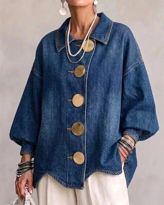 Kappa Stor Metallknapp Tvättad Denim