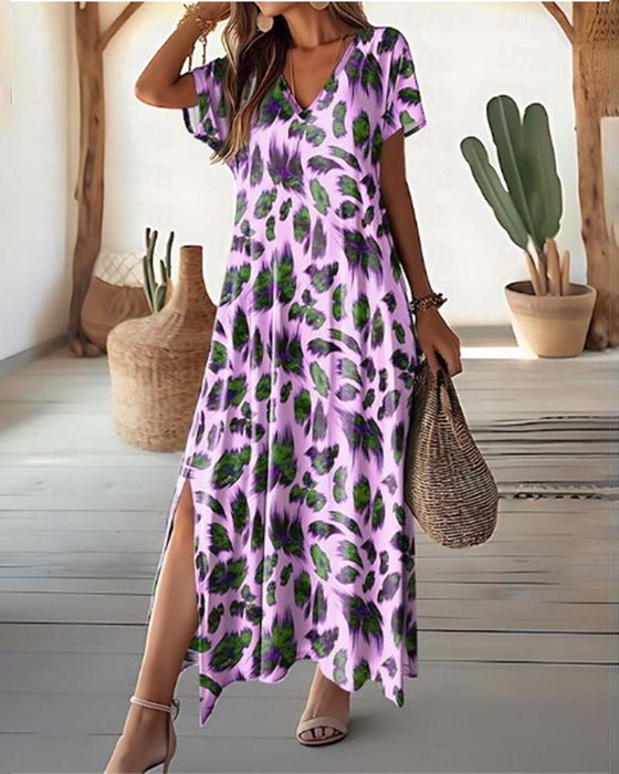 Kjol med split och V-ringning lång