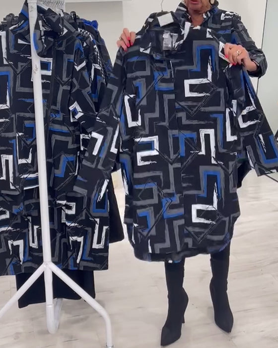 Lapel geometriskt tryck skjorta